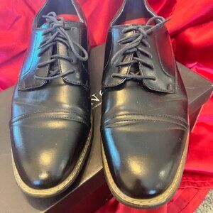 ZRIANG men's classic cap toe lace-up Oxford dress shoes black, size 10.5